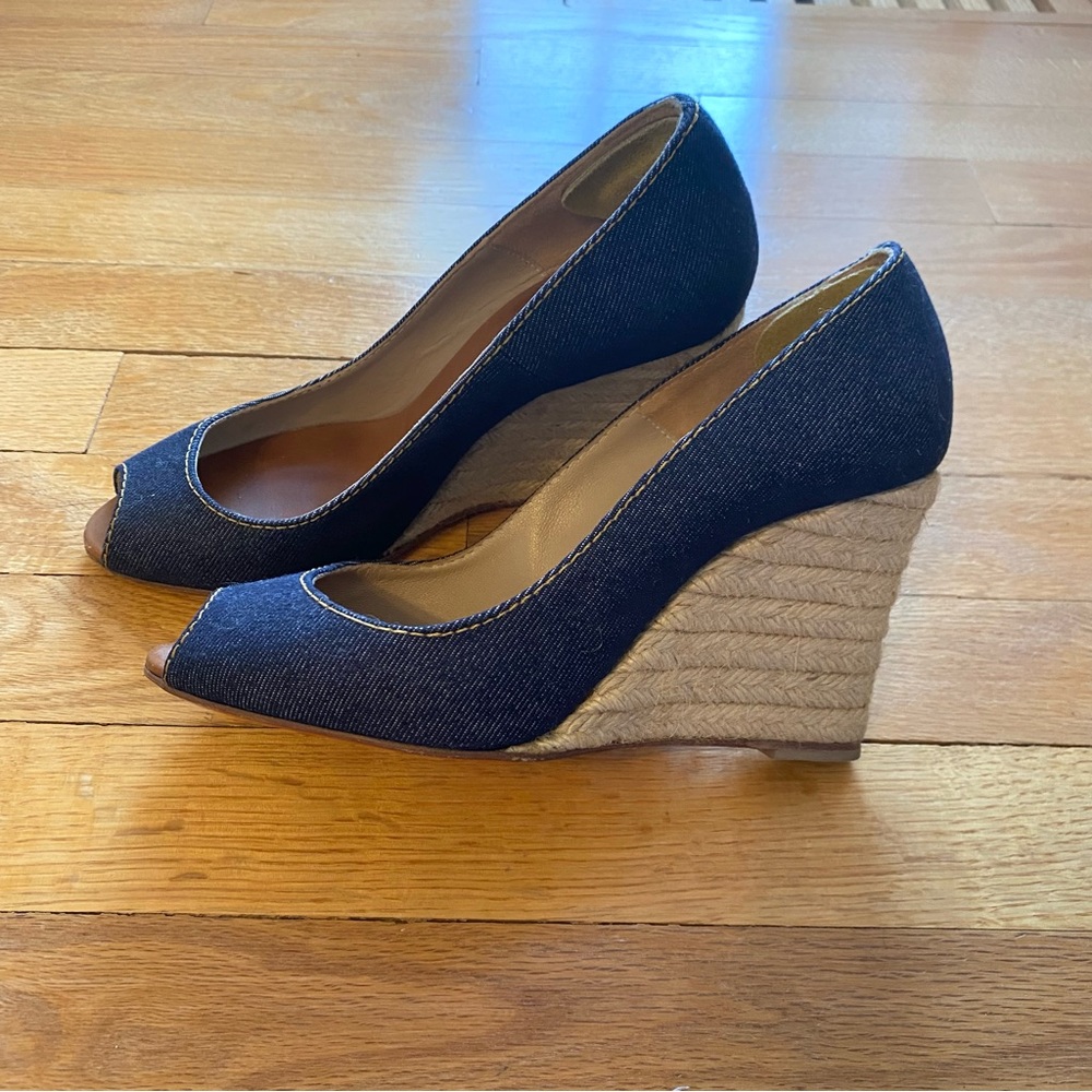 Louboutin Denim Espadrilles Wedges Heels